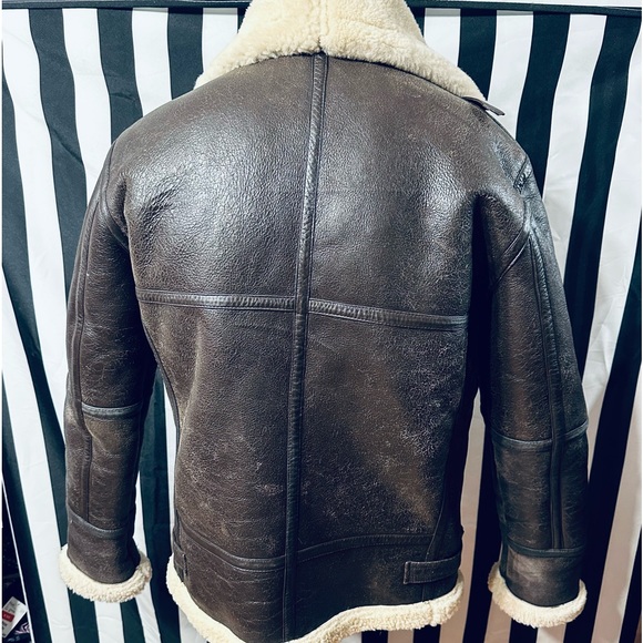 Vintage Aviator Bomber Type B-3 Style Shearling Leather Jacket - Picture 9 of 11